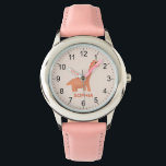 Flickor Coola och Rosa Dinosaur & Namn Armbandsur<br><div class="desc">Den här söta och moderna barnklockan har en rosa dinosauris-tecknad och kan vara personlig med dina flickor namn. Med tydliga och lättlästa siffror är denna "första" klocka underbar för barn eller småbarn när man börjar lära sig tiden. Den perfekt coolan är en dinosaurietemerad gåva till din lilla!</div>
