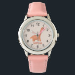 Flickor Coola och Rosa Dinosaur & Namn Armbandsur<br><div class="desc">Den här söta och moderna barnklockan har en rosa dinosauris-tecknad och kan vara personlig med dina flickor namn. Med tydliga och lättlästa siffror är denna "första" klocka underbar för barn eller småbarn när man börjar lära sig tiden. Den perfekt coolan är en dinosaurietemerad gåva till din lilla!</div>