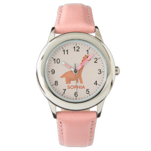 Flickor Coola och Rosa Dinosaur & Namn Armbandsur