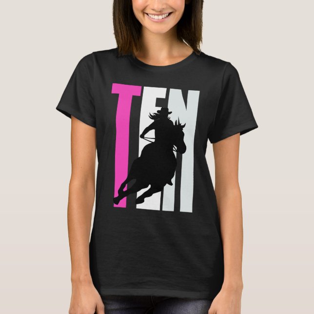 Flickor Cowgirl Birthday 10th Rodeo Horse Queen Ba T Shirt (Framsida)