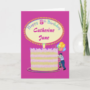Flickor Cute 8th Birday Personlig IT Kort