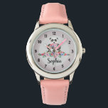 Flickor Cute Blommigt Panda Bear och Namn Kids Armbandsur<br><div class="desc">Den här söta och gigantiska barnen har en vacker,  handmålad pandabjörn som håller en massa blommor. Den här vattenfärgsdesignen i blommigten har också ställe för att du ska kunna lägga till flickans namn. Perfekt till vilken barn som helst första klocka!</div>