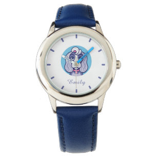 Flickor, Cute Blue Cat Kids Armbandsur
