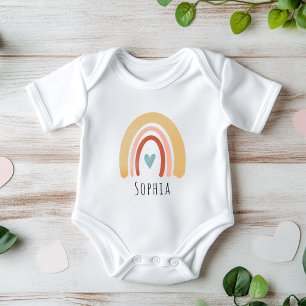 Flickor Cute Boho Watercolor Rainbow and Heart T Shirt