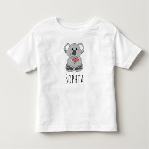 Flickor Cute Koala Bear Tecknad och Blommor och Na T Shirt