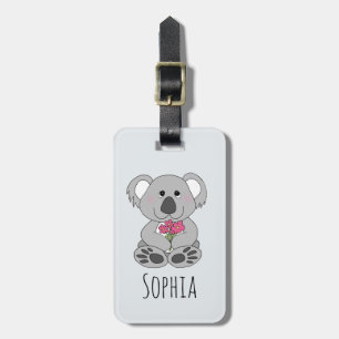 Flickor Cute Koala Bear Tecknad och Namn Kids Bagagebricka