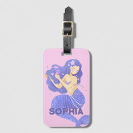 Flickor Cute Lila Sjöjungfru Namn Personlig Kids Bagagebricka