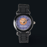 Flickor Cute Lila Sports Basketball Kids Armbandsur<br><div class="desc">Den här söta och moderna barnklockan har en basket med lila bakgrund. Sportvakt kan vara personlig med dina flickor namn,  och tydliga siffror,  perfektens roligt-gåva till alla idrotter älskare.</div>