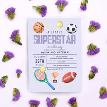 Flickor Cute Lila Sports Superstar Baby Shower