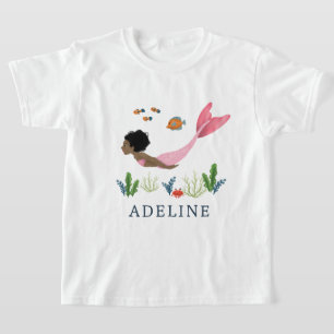 Flickor Cute Magic under Sea Afro-Sjöjungfrun T Shirt
