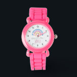 Flickor Cute och Modern Rosa Rainbow & Namn Kids Armbandsur<br><div class="desc">Den här söta och moderna barnklockan har en underbar tecknad av boho-regnbåge och kan vara personlig med dina flickor namn. Med tydliga och lättlästa siffror är denna "första" klocka underbar för ett barn eller småbarn när man börjar lära sig tiden. Perfektens utformning för din lilla!</div>