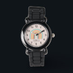 Flickor Cute och Trendig Rosa Boho Rainbow Armbandsur<br><div class="desc">Den här söta och gigantiska barnklockan har en bild av trendigets regnbåge på en rosa bakgrund. Den här chicen och snyggten har också ett ställe för dig att lägga till namn i ett enkelt minimalistiskt teckensnitt. Med tydliga och lättlästa siffror är denna "första" klocka underbar för dem som just börjar...</div>
