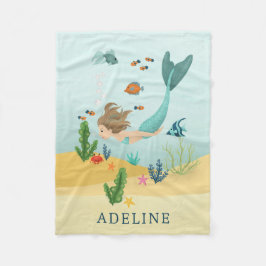 Flickor Cute och Whimsical Magic Sjöjungfru Sea Ki Fleecefilt