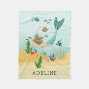 Flickor Cute och Whimsical Magic Sjöjungfru Sea Ki Fleecefilt