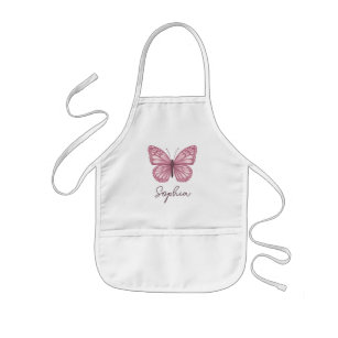 Flickor Cute och Whimsical Rosa Butterfly Barnförkläde