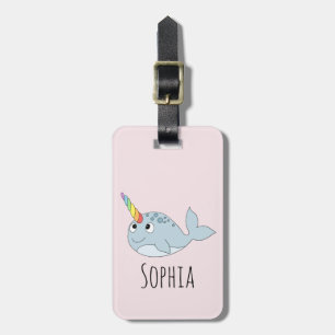 Flickor Cute Rainbow Narwhal Tecknad och Namn Kids Bagagebricka