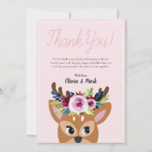 Flickor Cute Rosa Blommigt Woodland Hjort Baby Sho