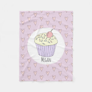Flickor Cute Rosa Cupaka Muffin & Namn Kids Fleecefilt
