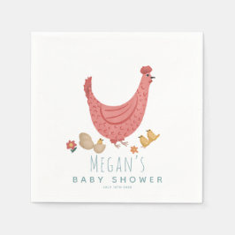 Flickor Cute Rosa Farm Chicken Baby Shower Pappersservett