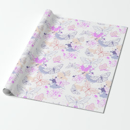 Flickor Cute Rosa Lila Butterfly Kids Presentpapper