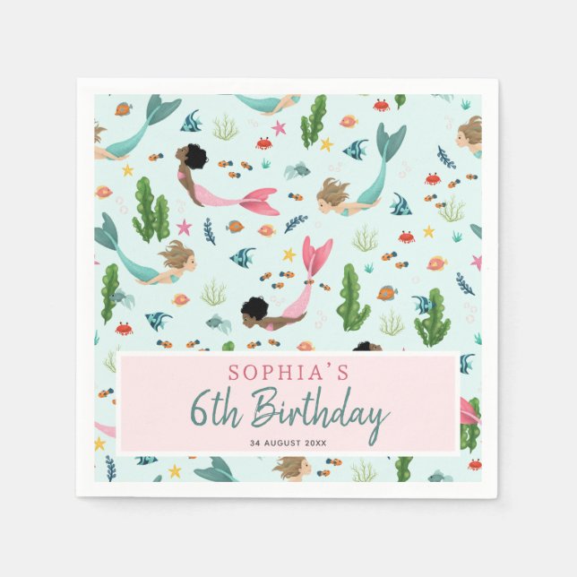 Flickor Cute Rosa Magic under Havsdagen Pappersservett (Framsidan)