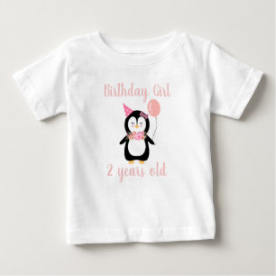 Flickor Cute Rosa Penguin Birthday Namn & Age T Shirt