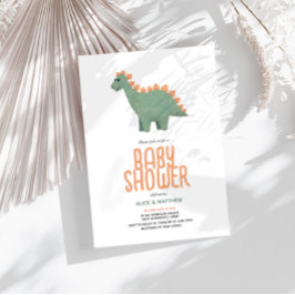 Flickor Cute Rosa T-Rex Dinosaur Flowers Baby Show Inbjudningar