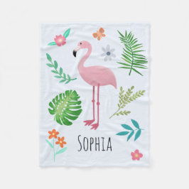 Flickor Cute Rosa Tropical Flamingo & Flowers Kids Fleecefilt