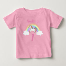 Flickor Cute Rosa Unicorn-eget namn 1:a födelsedag T Shirt