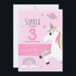 Flickor Cute Rosa Unicorn Kids 3:e födelsedagen Inbjudningar<br><div class="desc">Den här söta och flickvänliga 3:e födelsedagsinbjudan har en magisk enhörn med regnbåge, prinsessan krona, planet, hjärtat och stjärnorna, och kan vara personlig med all den information du behöver för ditt barns femte party i en vismisk typografi. Den perfekt rosa Unicorn bjuder på din lilla födelsedag, anpassade för vilken ålder...</div>