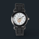 Flickor Cute Sleeping Sloth Animal och Namn Kids Armbandsur<br><div class="desc">Den vackra och gigantiska tecknaden med blommor och löv har en vacker sovande slant och är lätt att läsa siffror. Den här fina designen har också en ställe för dig att lägga till din flickas namn. Perfektens djungeltema,  vildmarksdesign för din lilla!</div>