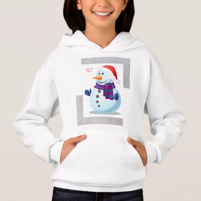 Flickor - Cute Snö Man T Shirt (Framsida)