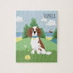 Flickor Cute Springer Spain Hund Tecknad Kids Pussel<br><div class="desc">Den här snygga och moderna barnpusslet har en anstötlig spaniel-hund med en hav och strand,  backe och blå himmel och kan vara personlig med dina flickor namn. perfekten söt och vismisk gåva till alla spaniel älskare!</div>