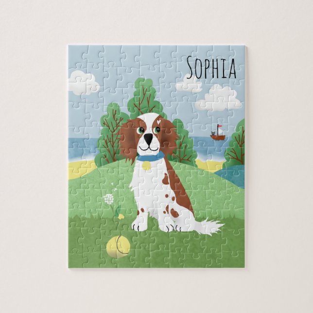 Flickor Cute Springer Spain Hund Tecknad Kids Pussel (Vertikal)