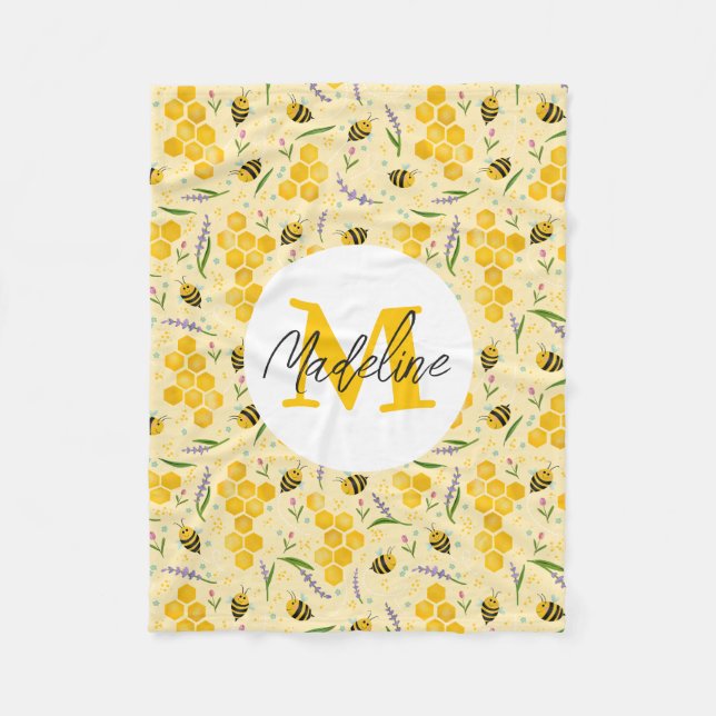 Flickor Cute Sweet Summer Blommigt Bee Kids Fleecefilt (Framsidan)