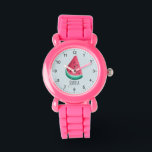 Flickor Cute Tropical Watermelon Fruit Kids Armbandsur<br><div class="desc">Den här söta och moderna barnklockan har en tropisk vattenmelonbild och kan vara personlig med dina flickor namn. Med tydliga och lättlästa siffror är denna "första" klocka underbar för ett barn eller småbarn när man börjar lära sig tiden. Perfektens sommarfruktdesign för din lilla!</div>