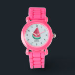 Flickor Cute Tropical Watermelon Fruit Kids Armbandsur<br><div class="desc">Den här söta och moderna barnklockan har en tropisk vattenmelonbild och kan vara personlig med dina flickor namn. Med tydliga och lättlästa siffror är denna "första" klocka underbar för ett barn eller småbarn när man börjar lära sig tiden. Perfektens sommarfruktdesign för din lilla!</div>