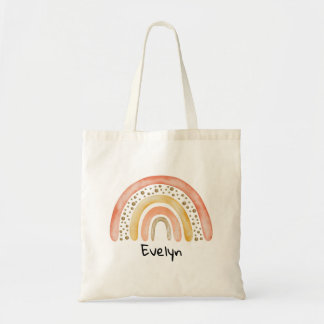 Flickor Cute Whimsical Rainbow Tecknad Namn Kids Tygkasse