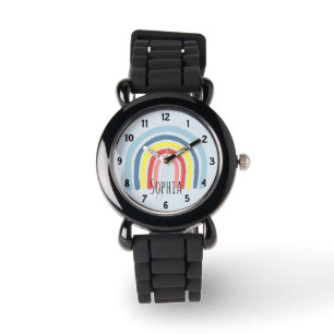 Flickor Cute Whimsical Rainbow Tecknad och Namn Ki Armbandsur