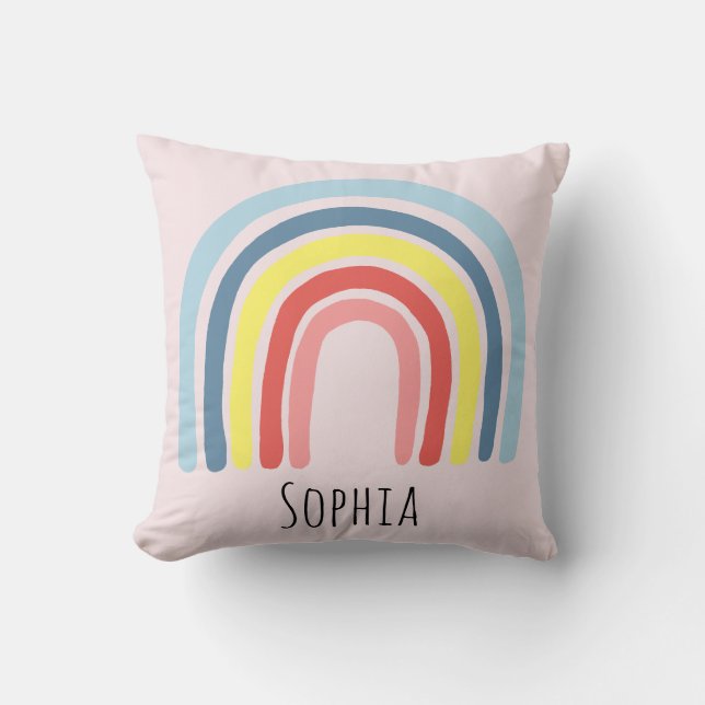 Flickor Cute Whimsical Rainbow Tecknad och Namn Ki Kudde (Framsida)