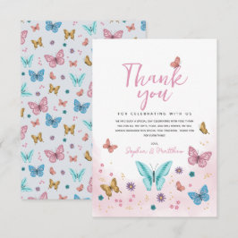 Flickor Cute Whimsime Rosa Butterfly Baby Shower Tack Kort