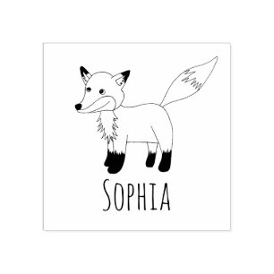 Flickor Cute Woodland Fox och Namn skolbokskylt Stämpel