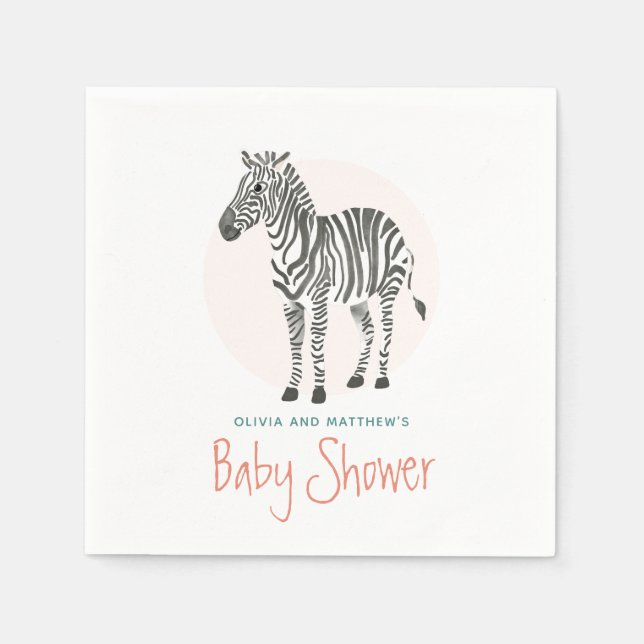 Flickor Cute Zebra Safari Baby Shower Pappersservett (Framsidan)