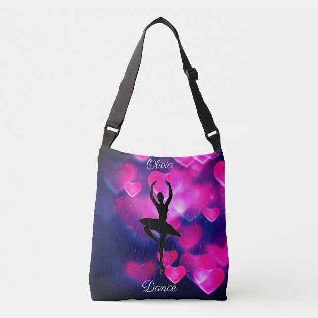 Flickor Dance Rosa och Lila Flytande hjärter Axelväska (Framsida)