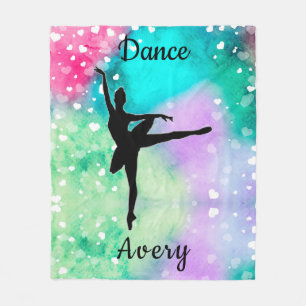 Flickor Dance Watercolor med Flytande hjärdar Fleecefilt