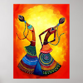 Flickor dansar: Traditional Indian Art Poster