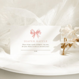 Flickor Diaper Raffle Rosa Bow Coquette Baby Showe Tilläggskort
