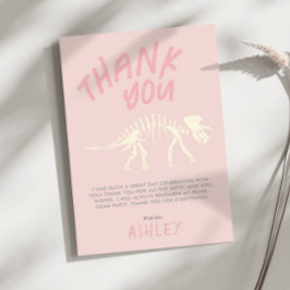 Flickor Dinosaurie Fossil Födelsedag Rosa Tack