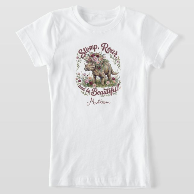 Flickor Dinosaurie  T Shirt (Laydown)