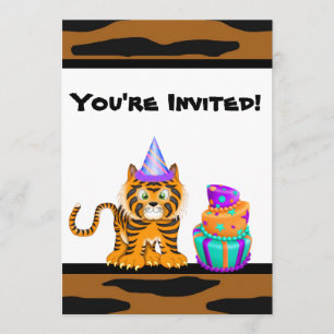 Flickor - djurutskrift Tiger Birthday-inbjudan Inbjudningar